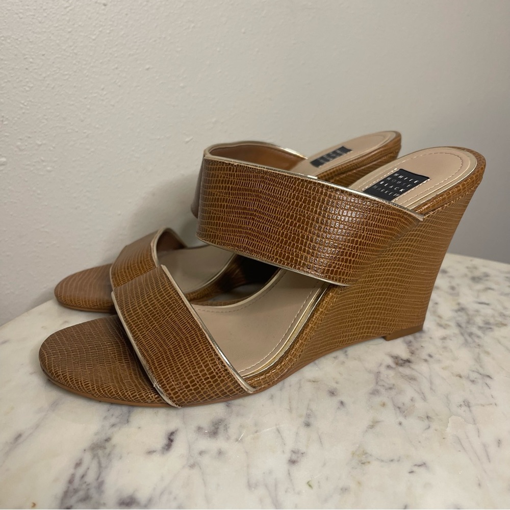 White House Black Market Brown Wedge Sandals
